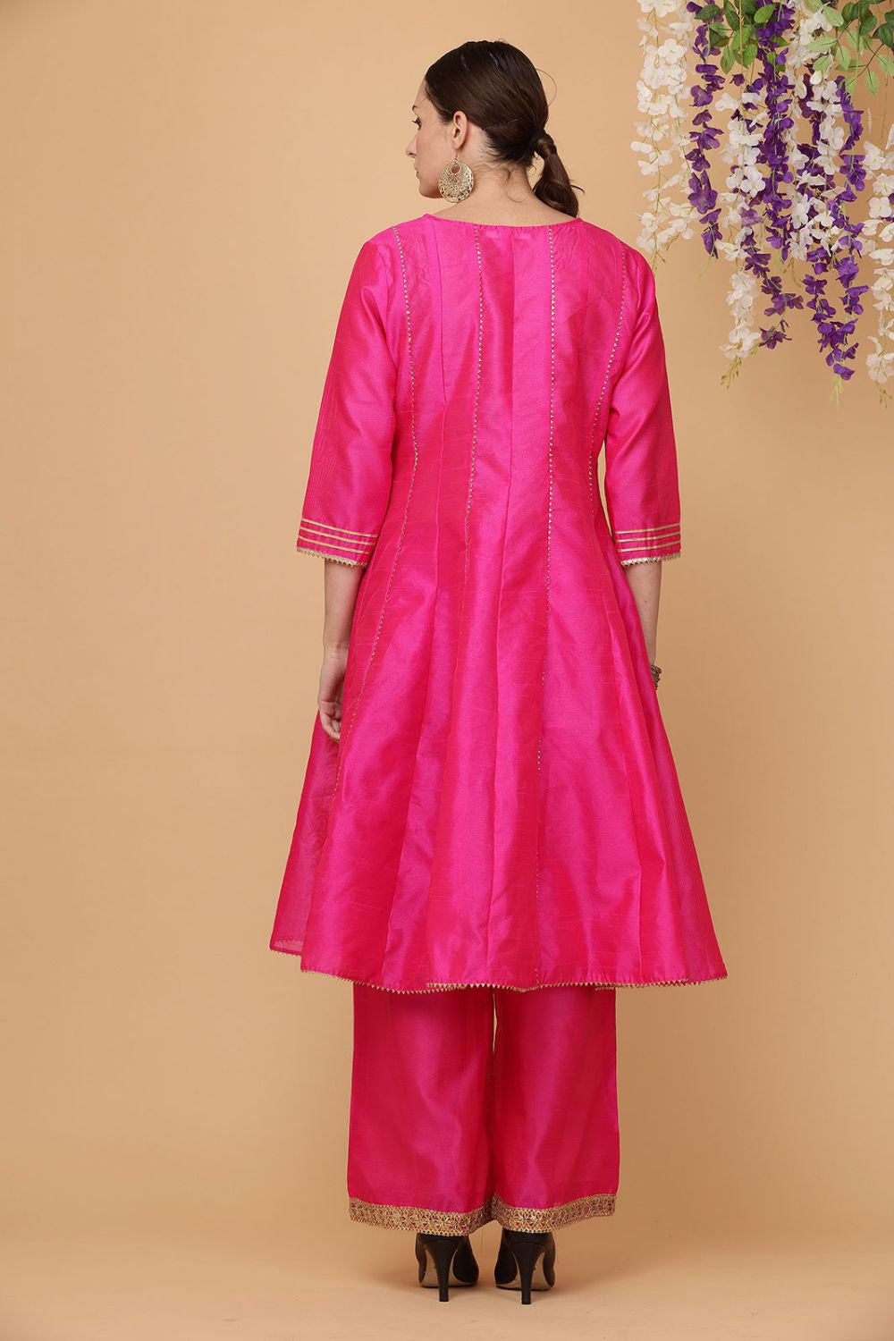Pink Heritage Silk Salwar Kameez With Gota Work  SFJBNF1803R