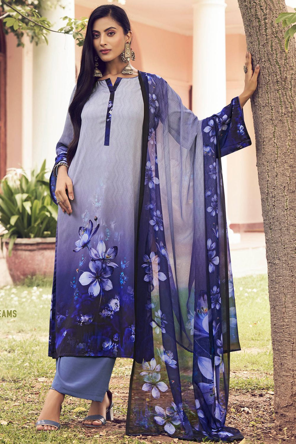 Purple Crepe Salwar Kameez - SFROY549810