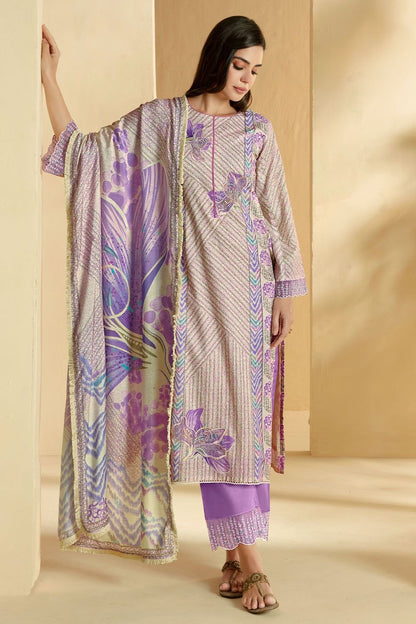 Purple Plus Size Pure Cotton Lawn Salwar Kameez SFYS153904