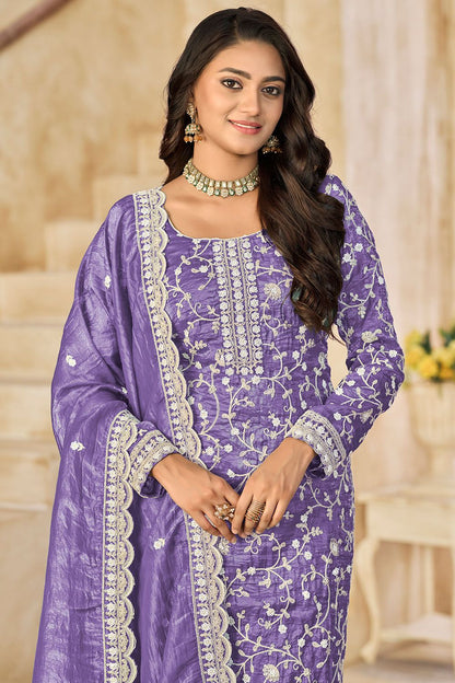 Purple Organza Plus Size Sangeet SFDFS35502