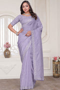Purple Wedding Reception Cocktail Silk Sarees SFNRF59001