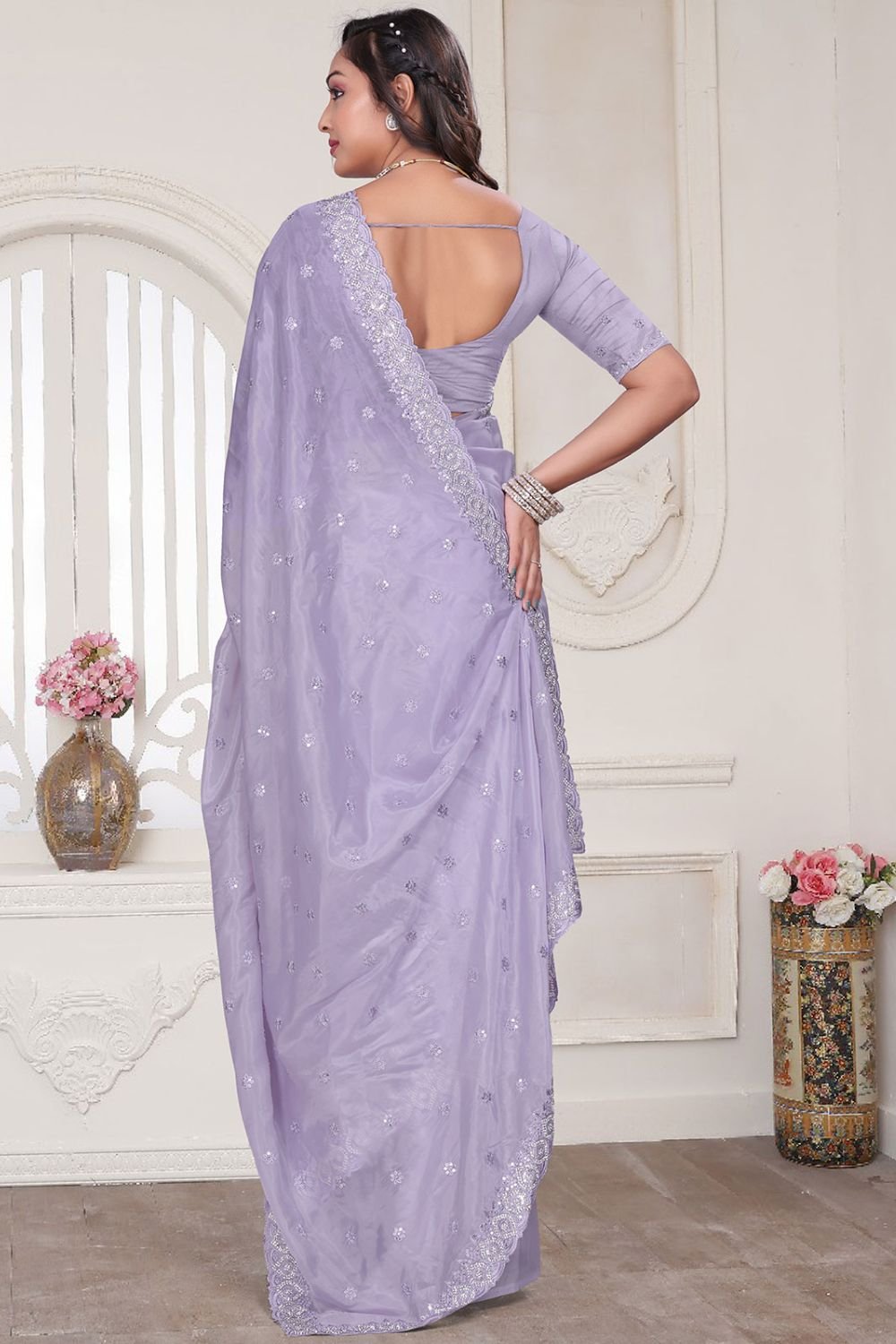Purple Wedding Reception Cocktail Silk Sarees SFNRF59001