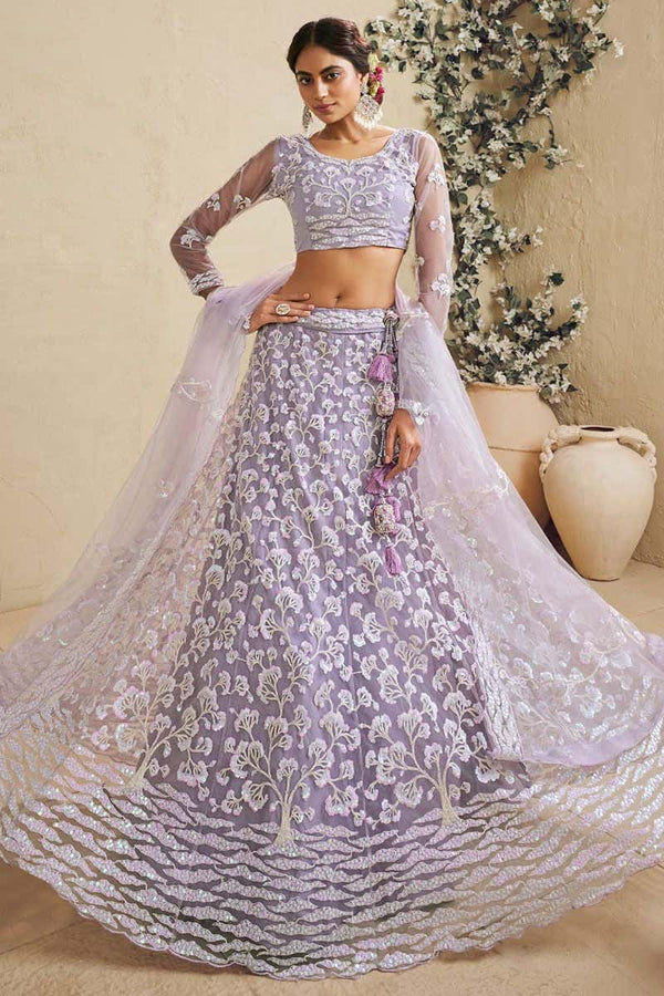 Purple Net Wedding Party Lehenga Choli SFROY553910
