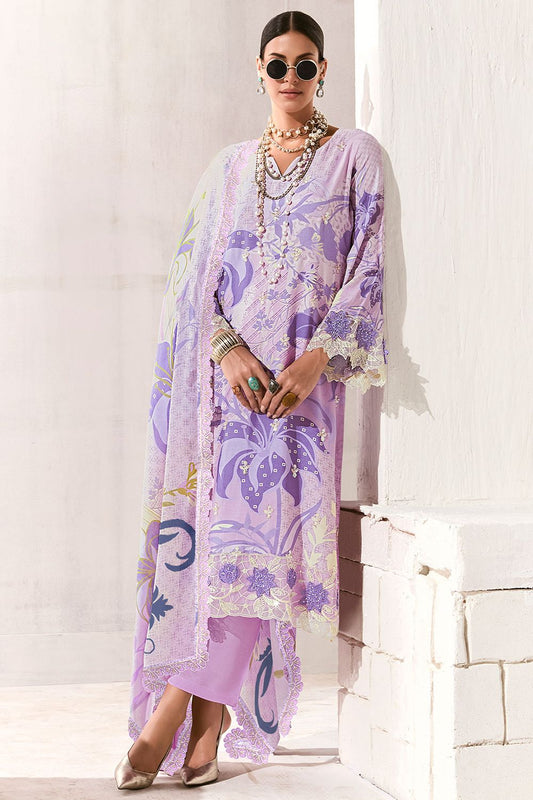 Purple Muslin Plus Size Salwar Kameez SFYS15740
