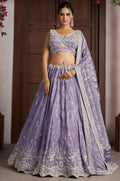 Purple Tissue Lehenga Choli - SFPRF280010