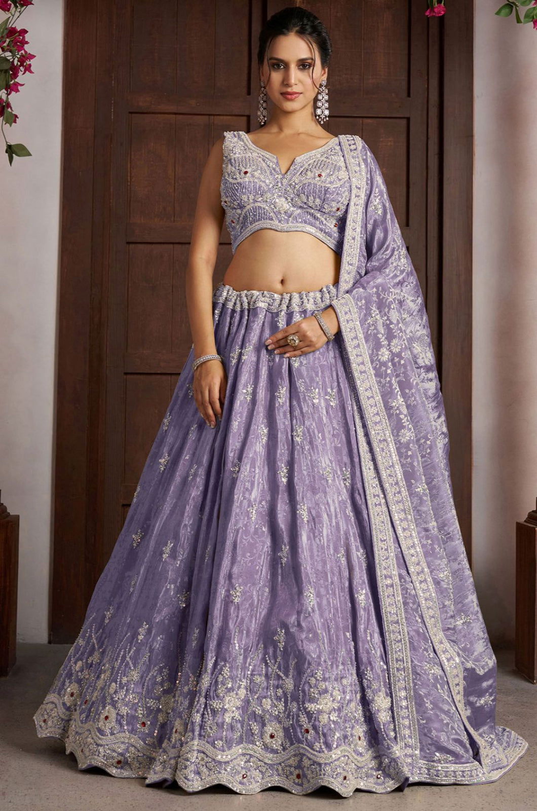 Purple Tissue Lehenga Choli - SFPRF280010