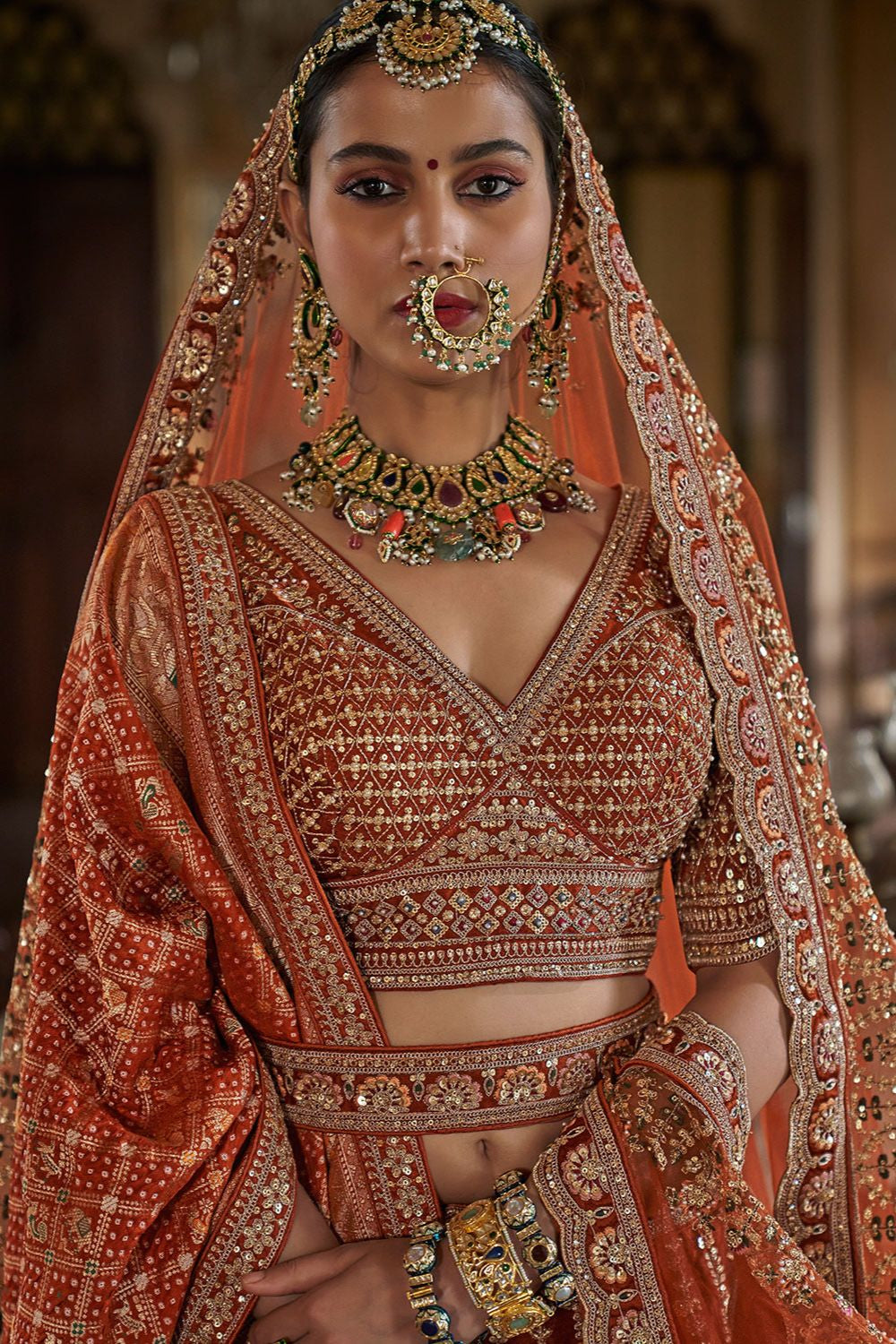 Orange Silk Royal Bridal Lehenga Choli SFSJDN33901