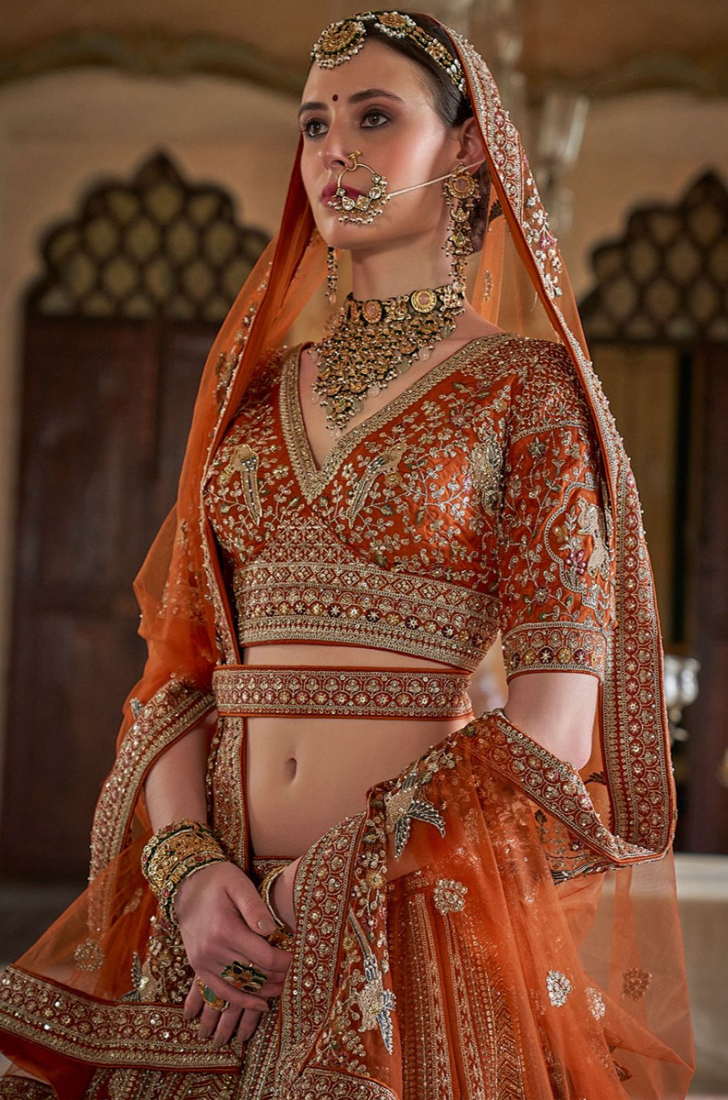 Orange Silk Lehenga Choli - SFSJDN38502