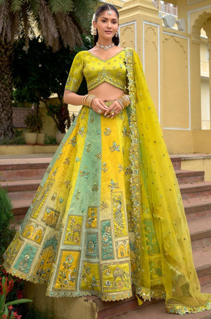 Yellow Silk Bridal Wedding Lehenga Choli SFSA507909