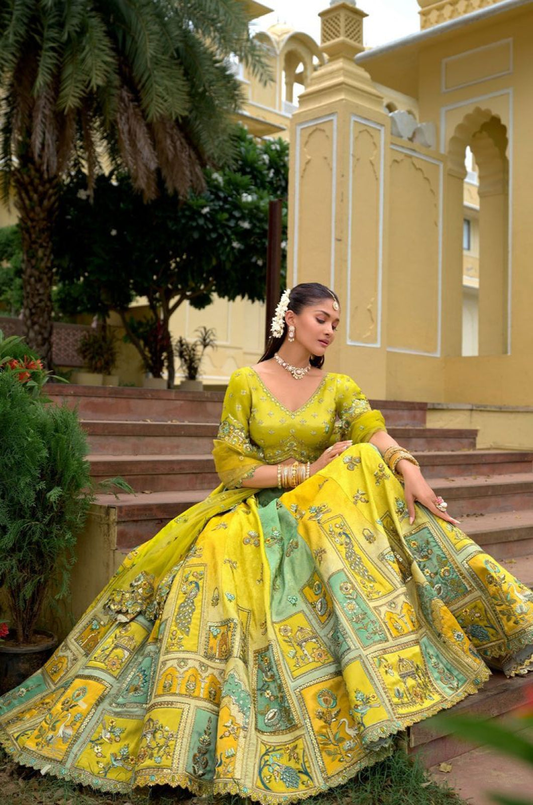Yellow Silk Bridal Wedding Lehenga Choli SFSA507909