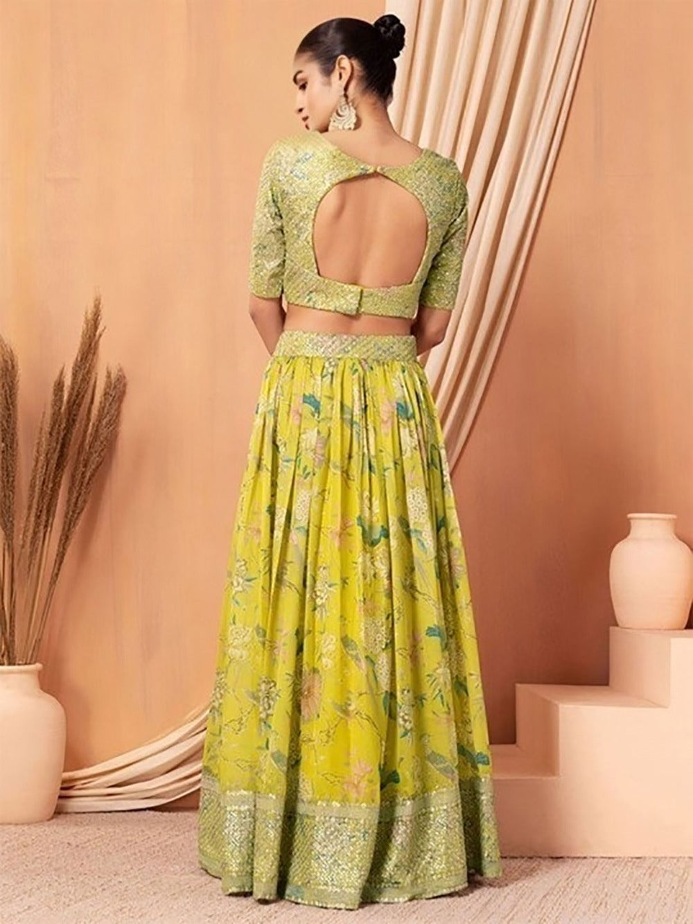 Yellow Haldi Ceremony Organza Partywear Lehengas SFARY21501R