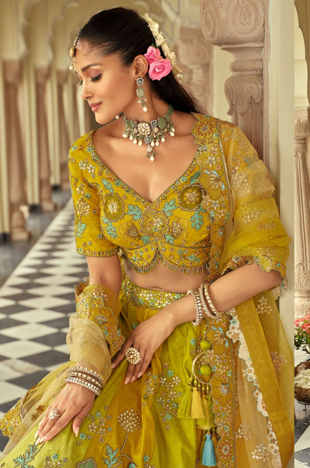 Yellow Silk Lehenga Choli - SFSJDN37010