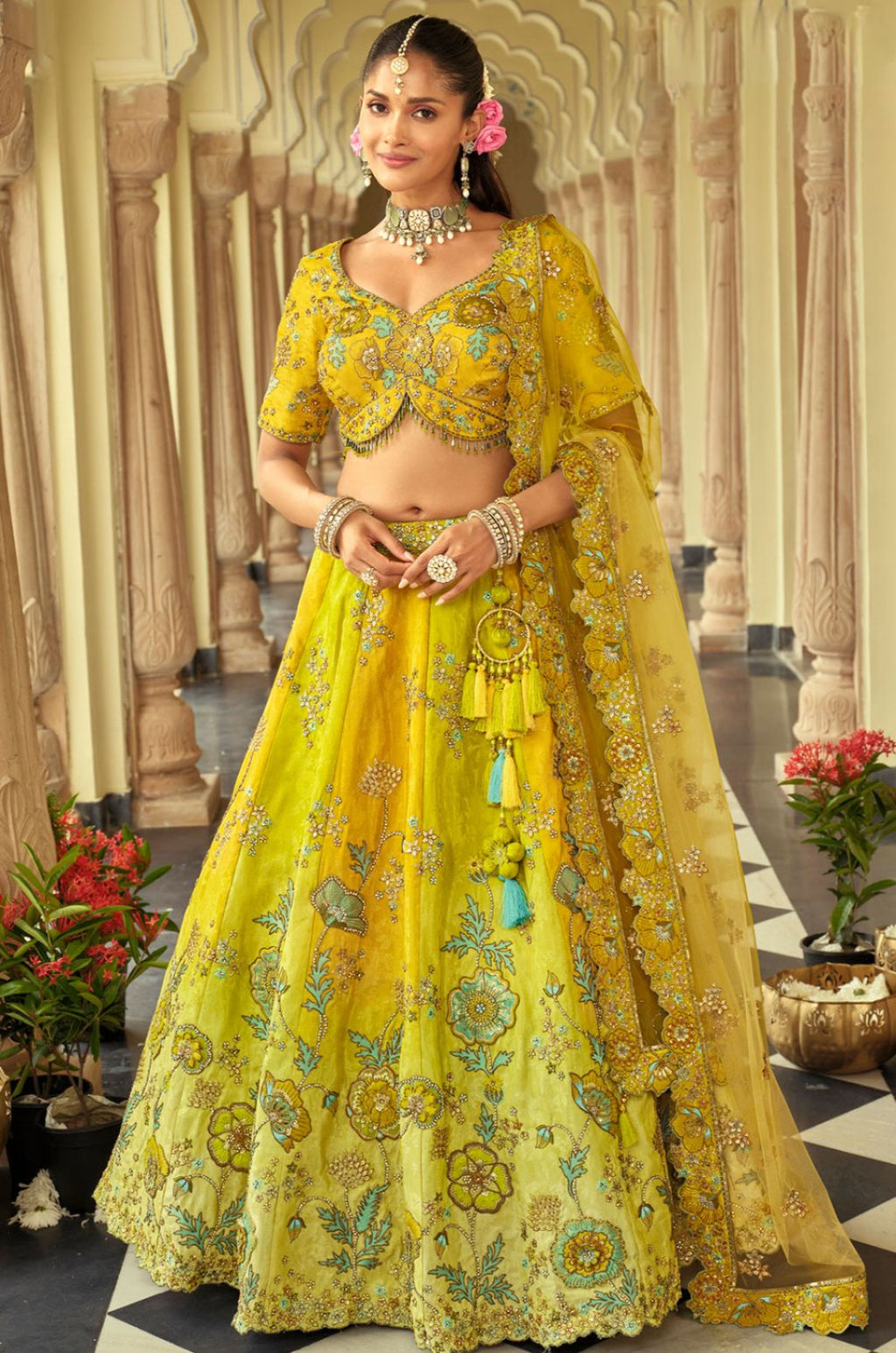 Yellow Silk Lehenga Choli - SFSJDN37010