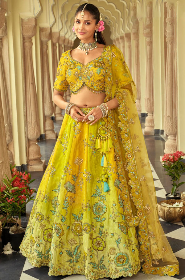 Yellow Silk Lehenga Choli - SFSJDN37010