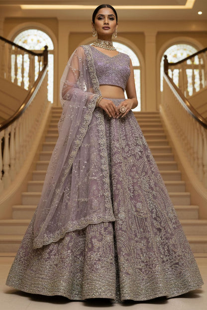 Pink Net Lehenga Choli - SFANJ3219