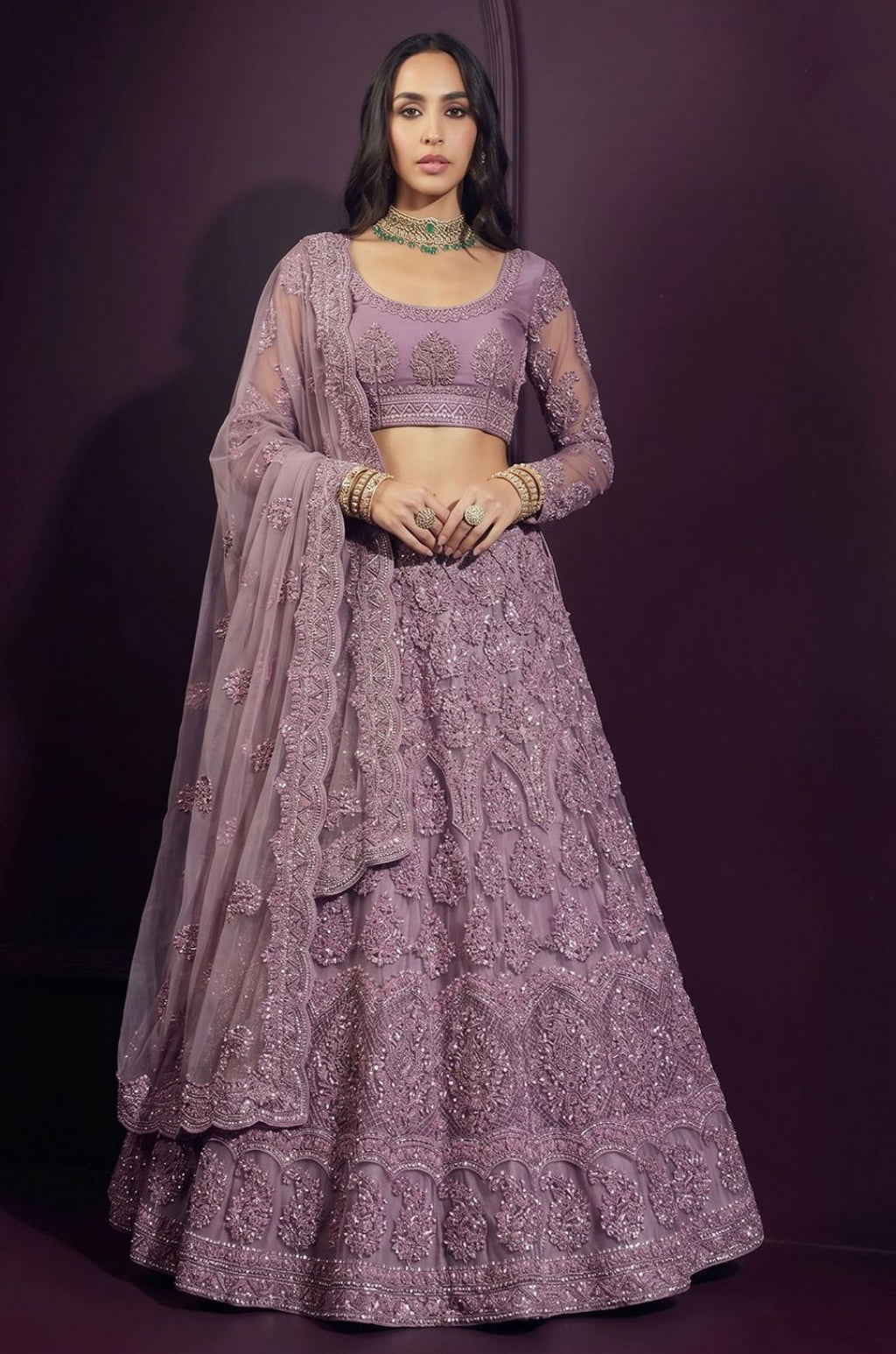 Purple Net Lehenga Choli - SFSA572901