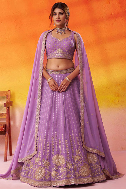 Purple Silk Wedding Lehenga Choli SFROY565706