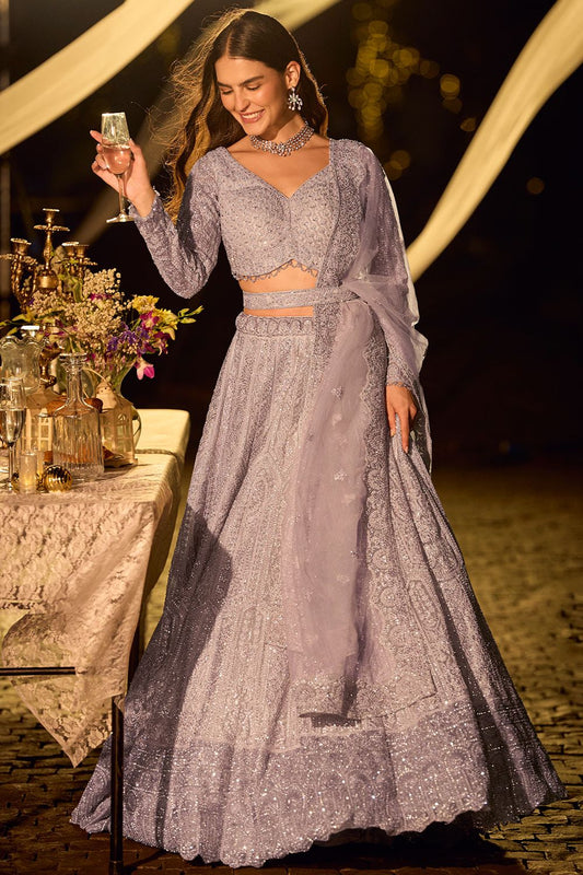 Purple Net Lehenga Choli - SFYS168302R