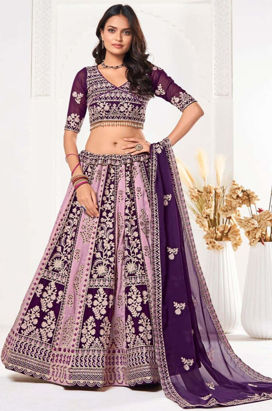 Pink Georgette Lehenga Choli - SFROY492905