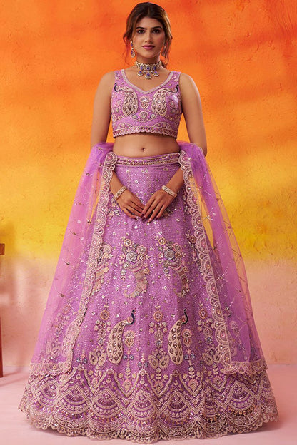 Pink Net Lehenga Choli - SFROY565711