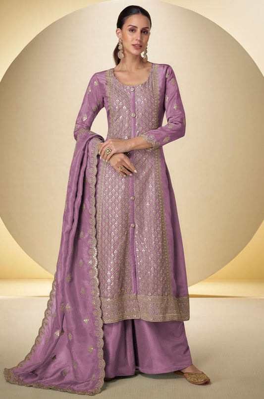 Purple Silk Salwar Kameez - SFYS173402R