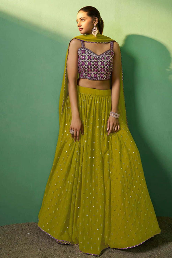 Green Sangeet Haldi Georgette Lehenga Choli SFARY19103