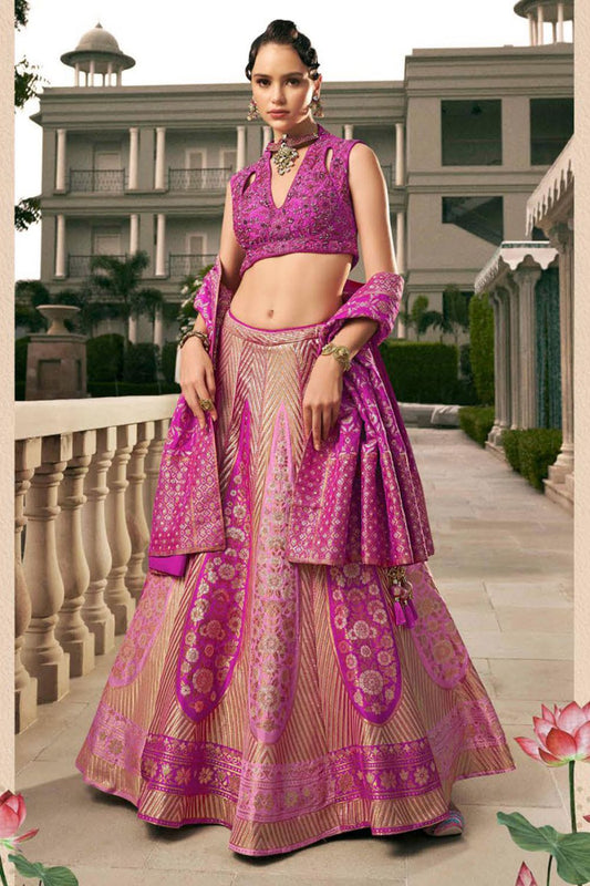 Magenta Silk Sangeet Designer Lehenga Choli  SFSA480913R