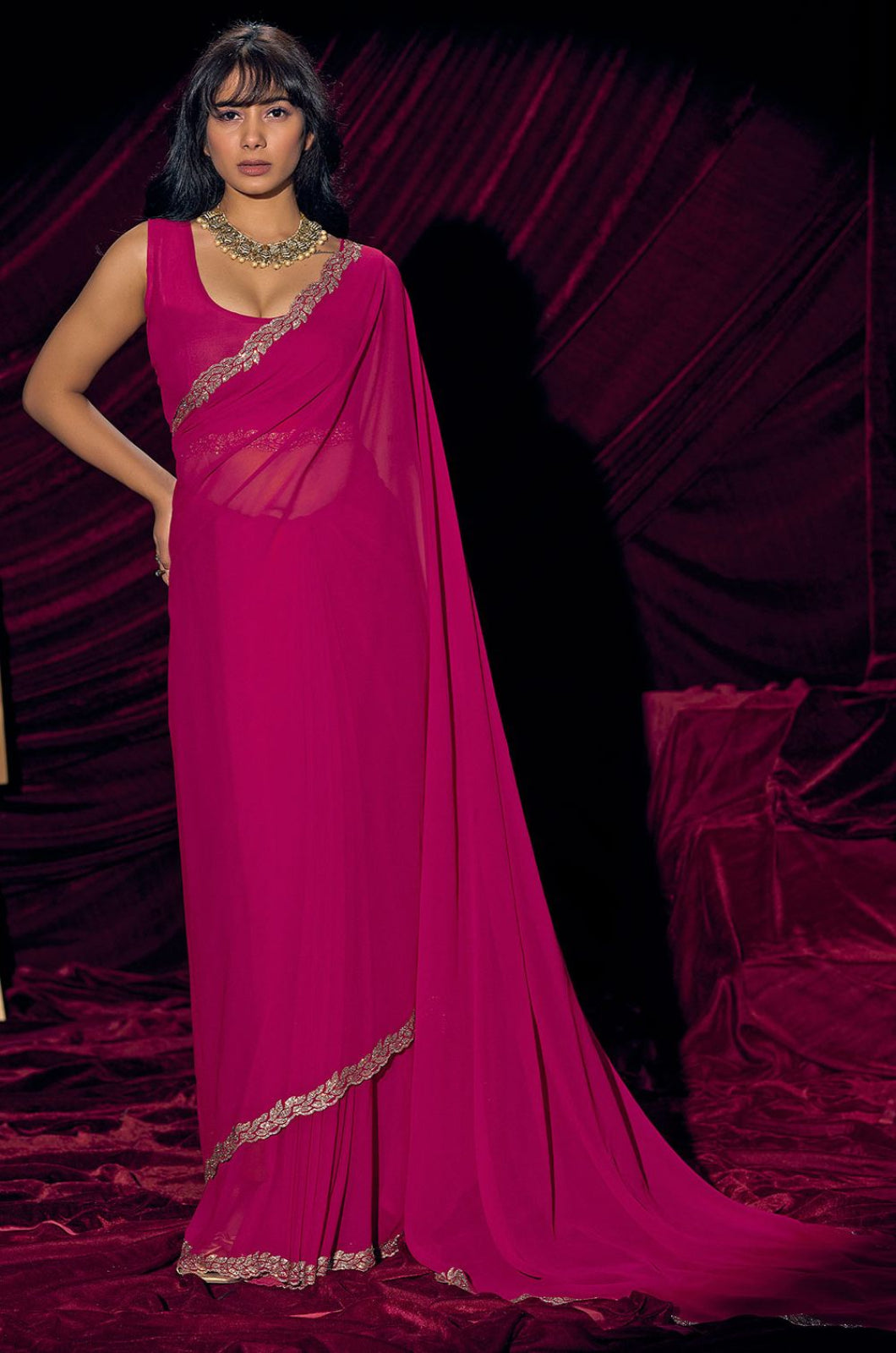 Magenta Georgette Sarees - SFSA572104