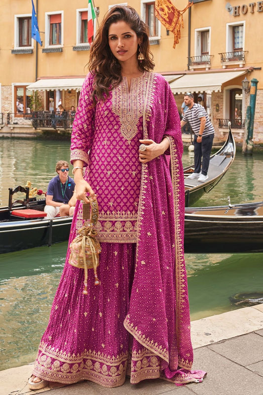 Magenta Silk Salwar Kameez - SFSMT49601R