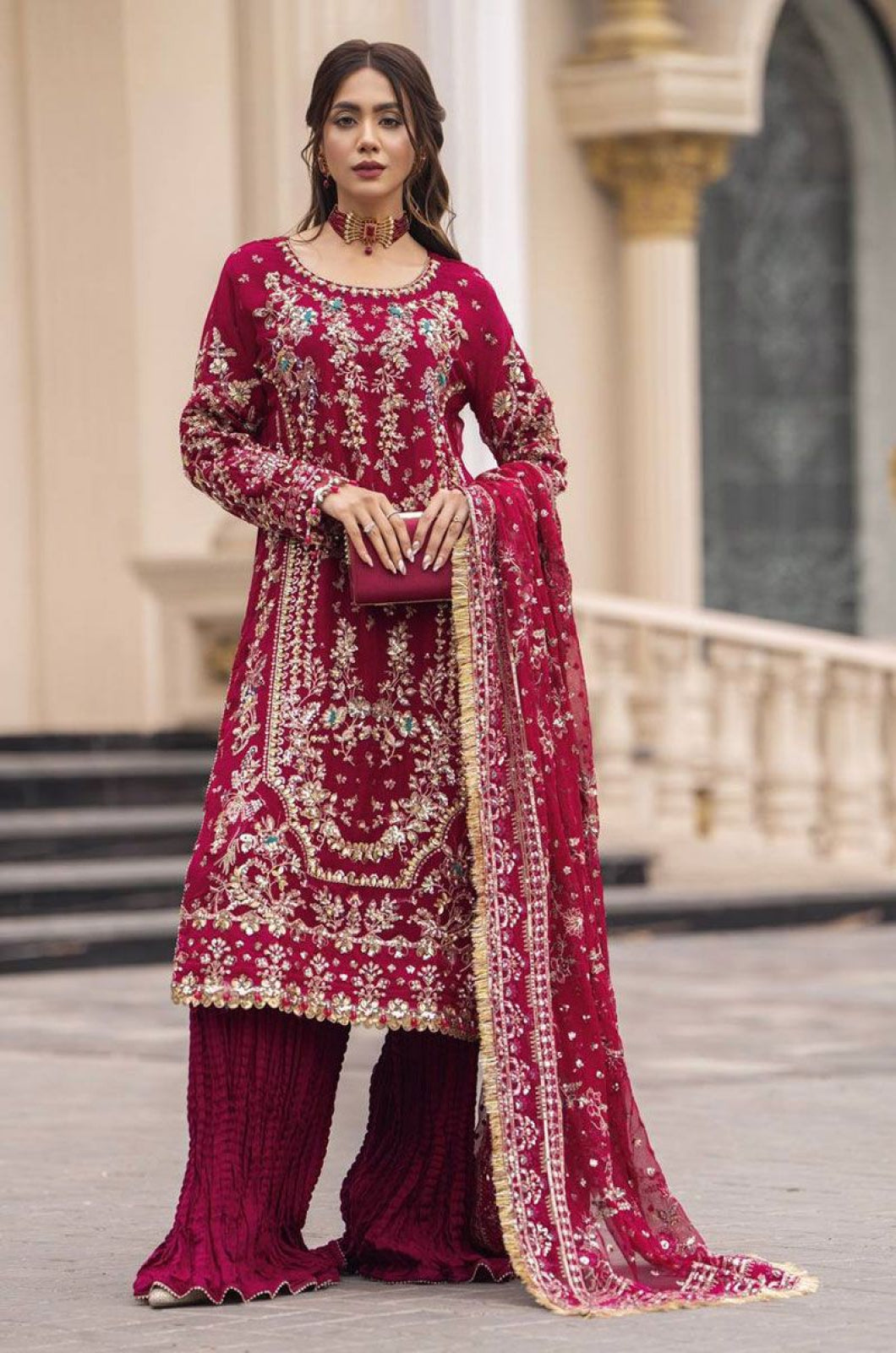 Magenta Georgette Salwar Kameez - SFFK38401R