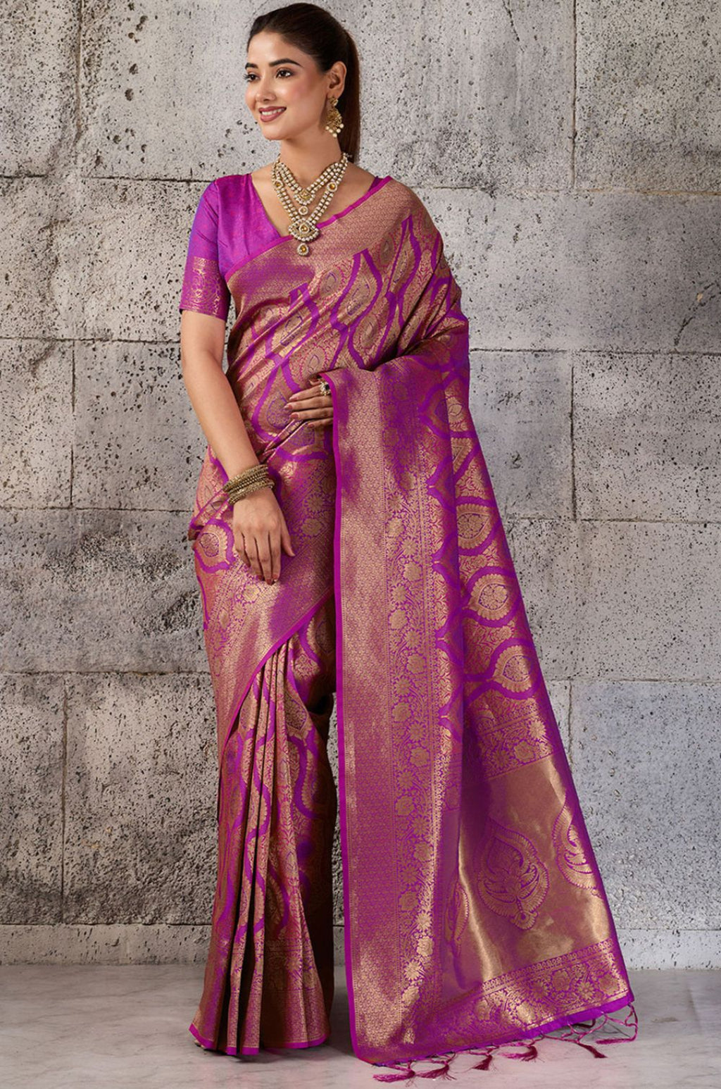 Magenta Kanjivaram Sarees - SFAST21506