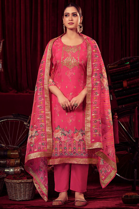 Magenta Organza Plus Size Salwar Kameez SFSTL30205
