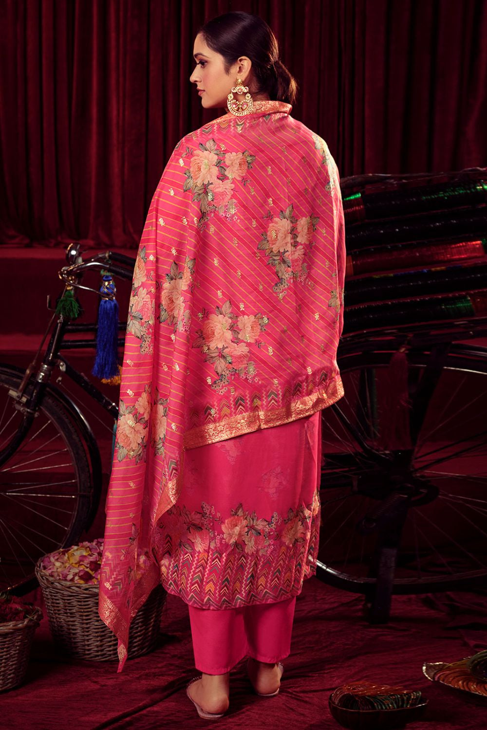 Magenta Organza Plus Size Salwar Kameez SFSTL30205