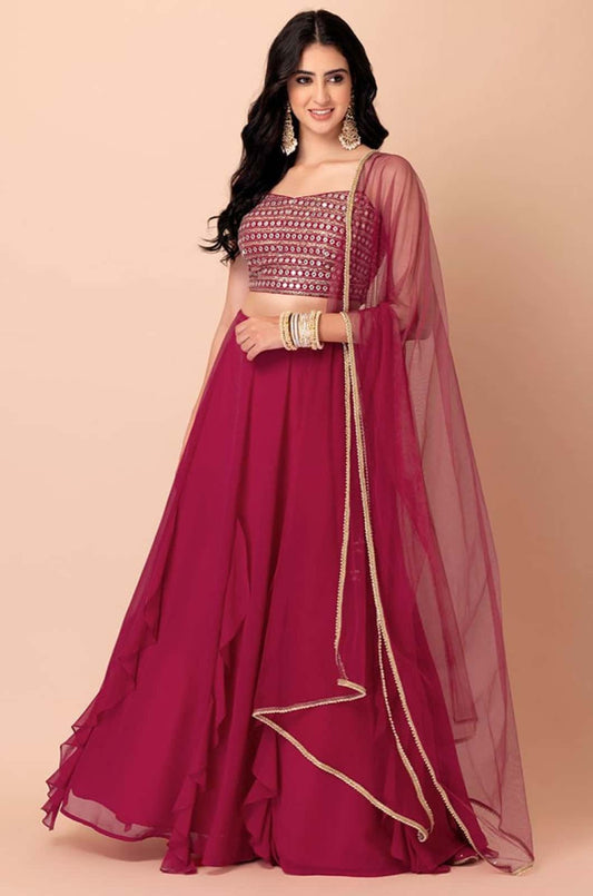 Magenta Georgette Lehenga Choli - SFZC4204