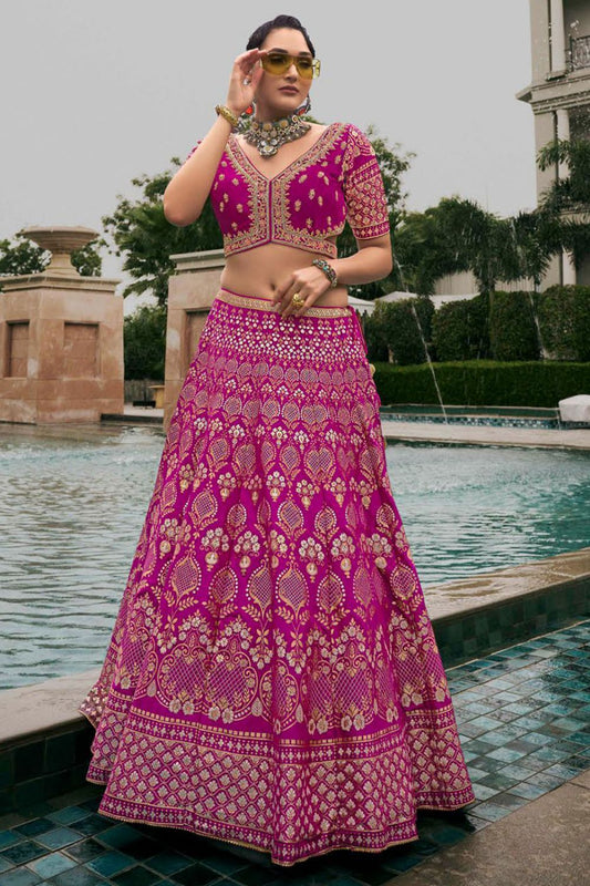 Magenta Silk Sangeet Designer Lehenga Choli SFSA480916R