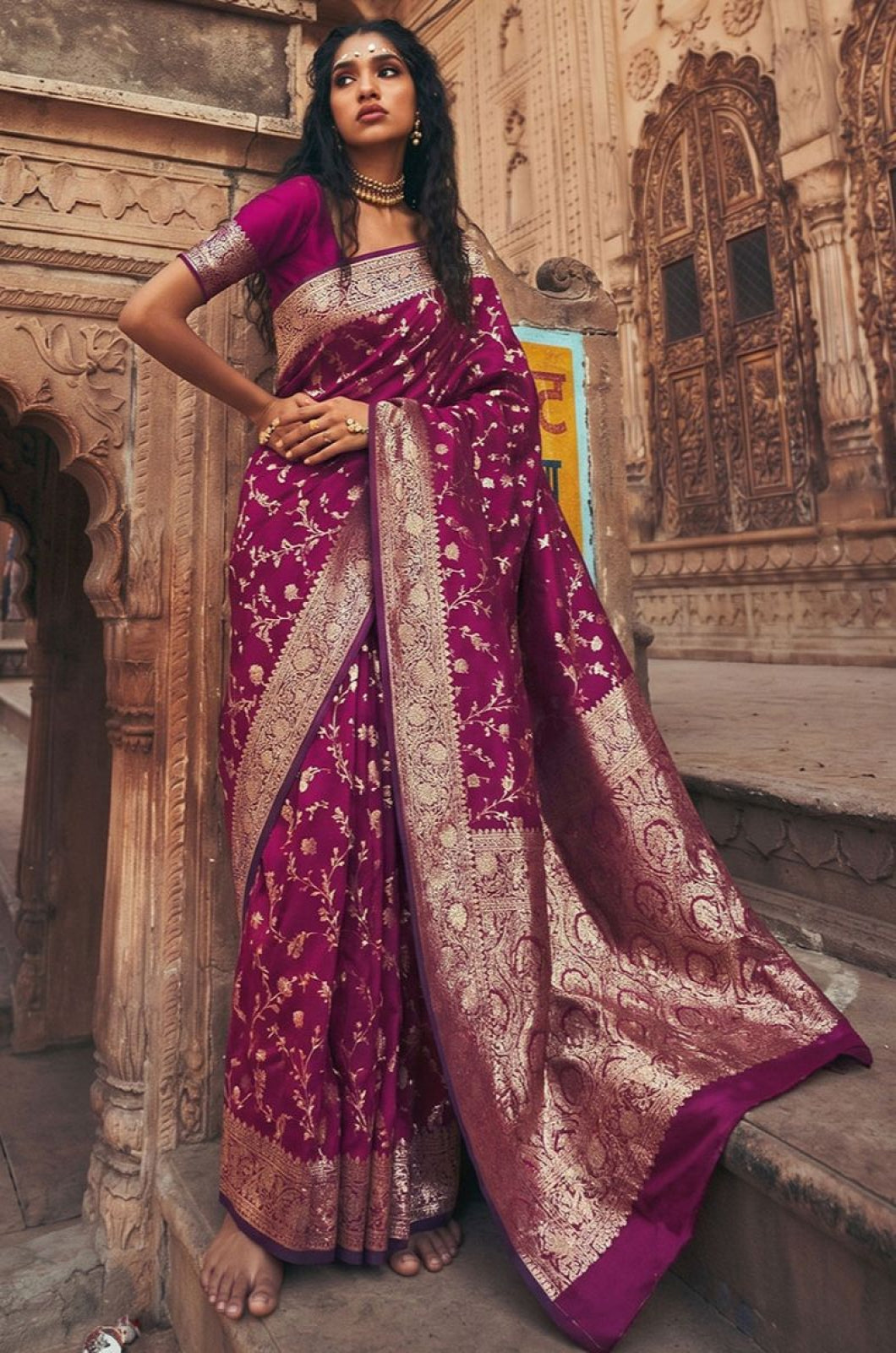 Magenta Art Silk Sarees - SFAST21602