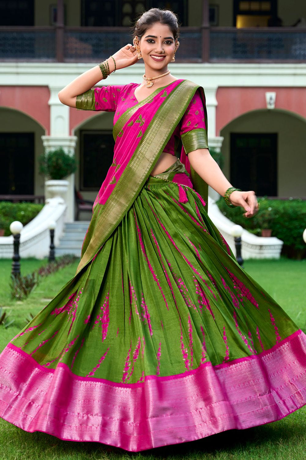 Green Silk Navratri Lehenga Choli SFROY535302