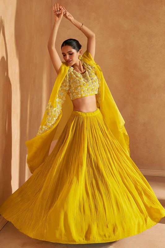 Yellow Silk Lehenga Choli - SFYS144402R