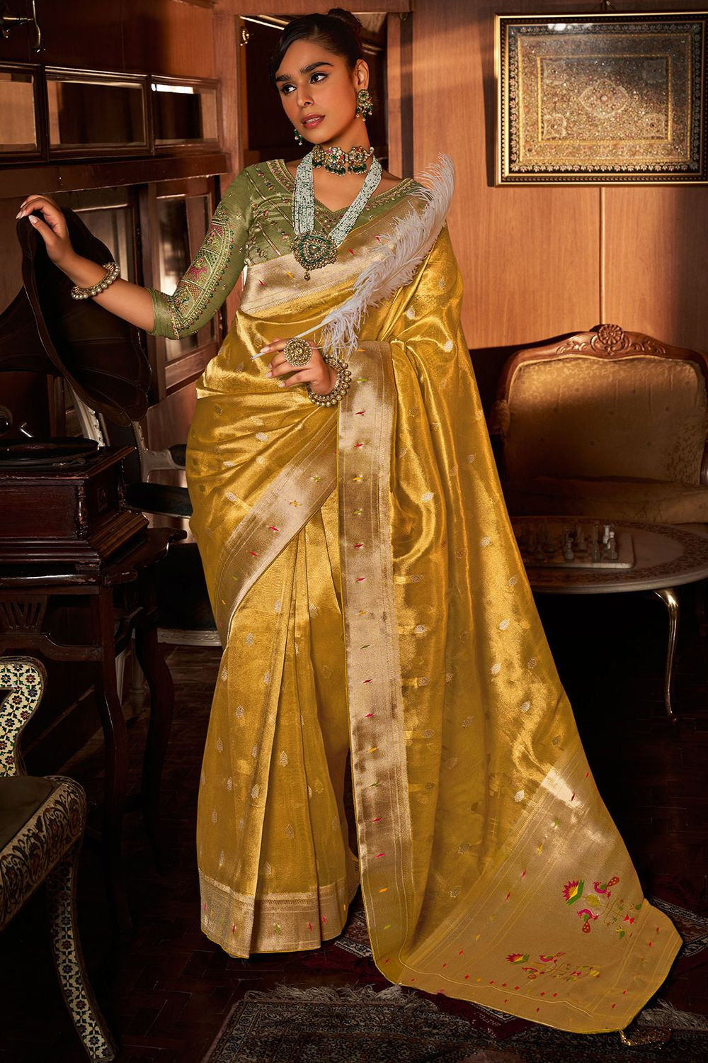 Yellow Wedding Ceremonial Paithani Silk Sarees  SFRELS5002