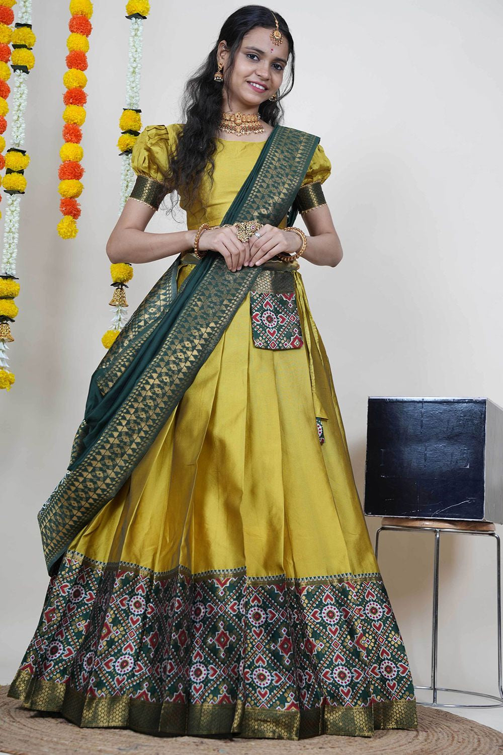 Yellow Silk Sangeet Lehenga Choli  SFROY539105