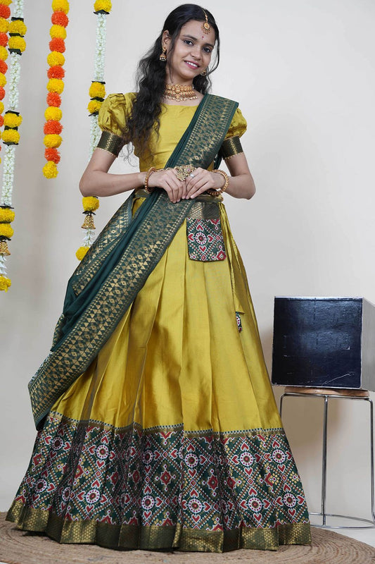 Yellow Silk Sangeet Lehenga Choli  SFROY539105
