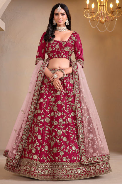 Maroon Art Silk Wedding Lehenga Set SFDFS33004
