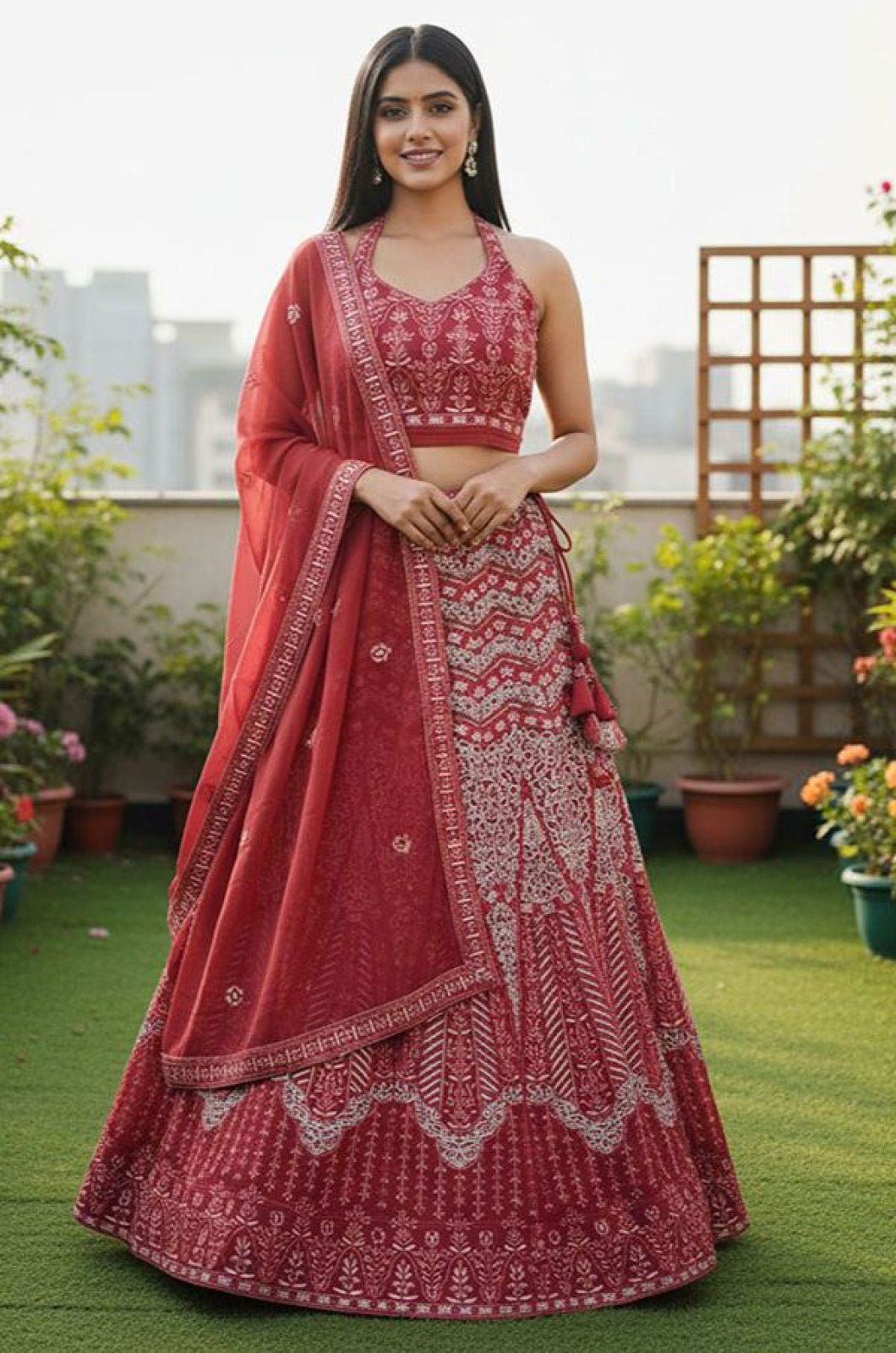Maroon Georgette Lehenga Choli - SFSA577903