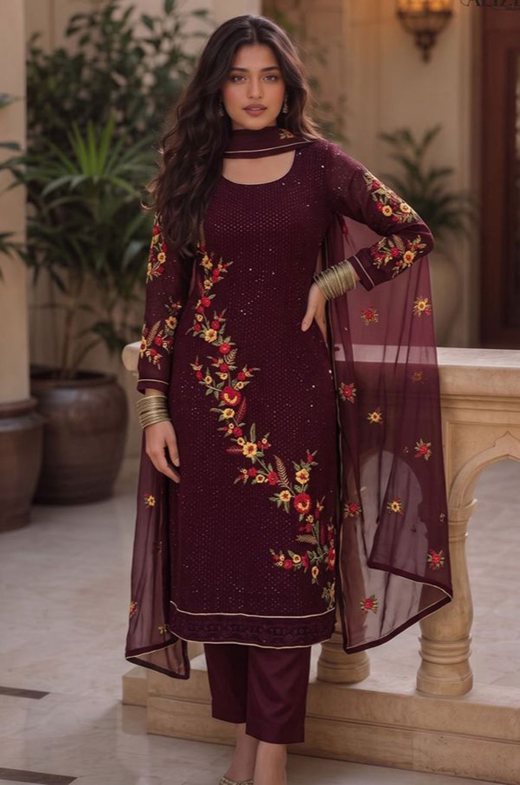 Maroon Georgette Salwar Kameez - SFSA576103R