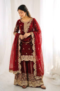 Maroon Silk Salwar Kameez - SFFK38701R