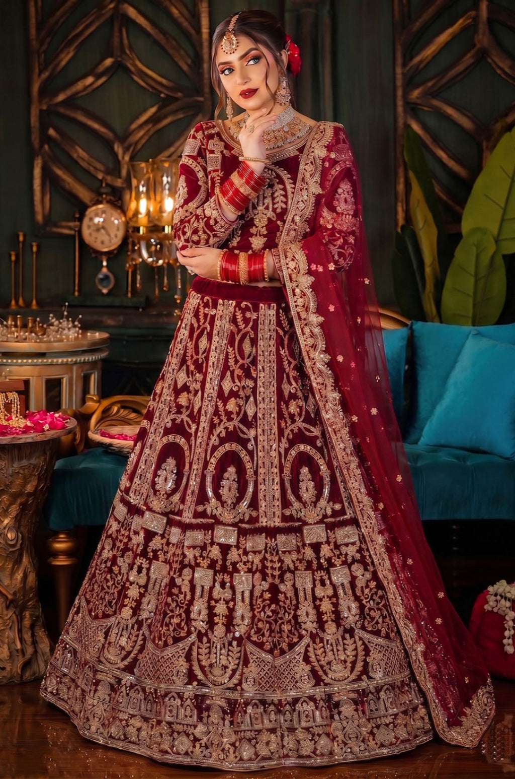 Maroon Velvet Salwar Kameez - SFSA573403