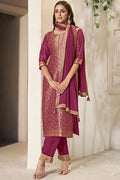 Maroon Sangeet Jacquard Silk Salwar Kameez SFVNF1803R