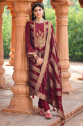 Maroon Silk Salwar Kameez - SFPRF278501