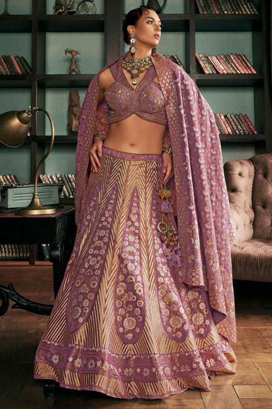 Purple Silk Sangeet Designer Lehenga Choli  SFSA480912R