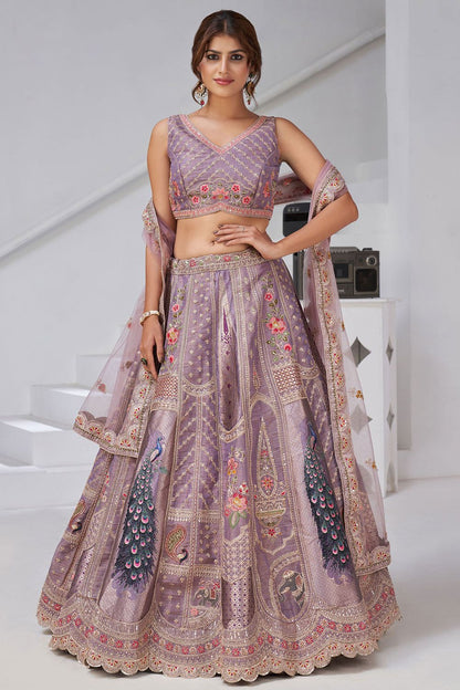 Purple Banarasi Lehenga Choli - SFRELS6517